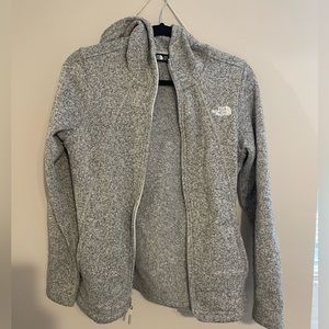 Hooded North Face full zip grey sweater